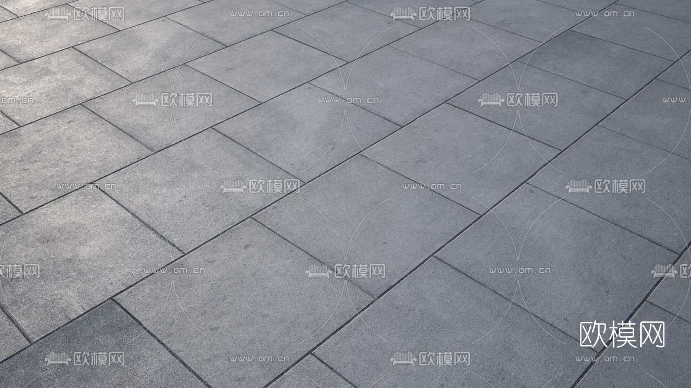 现代混凝土石板道路路面3d模型