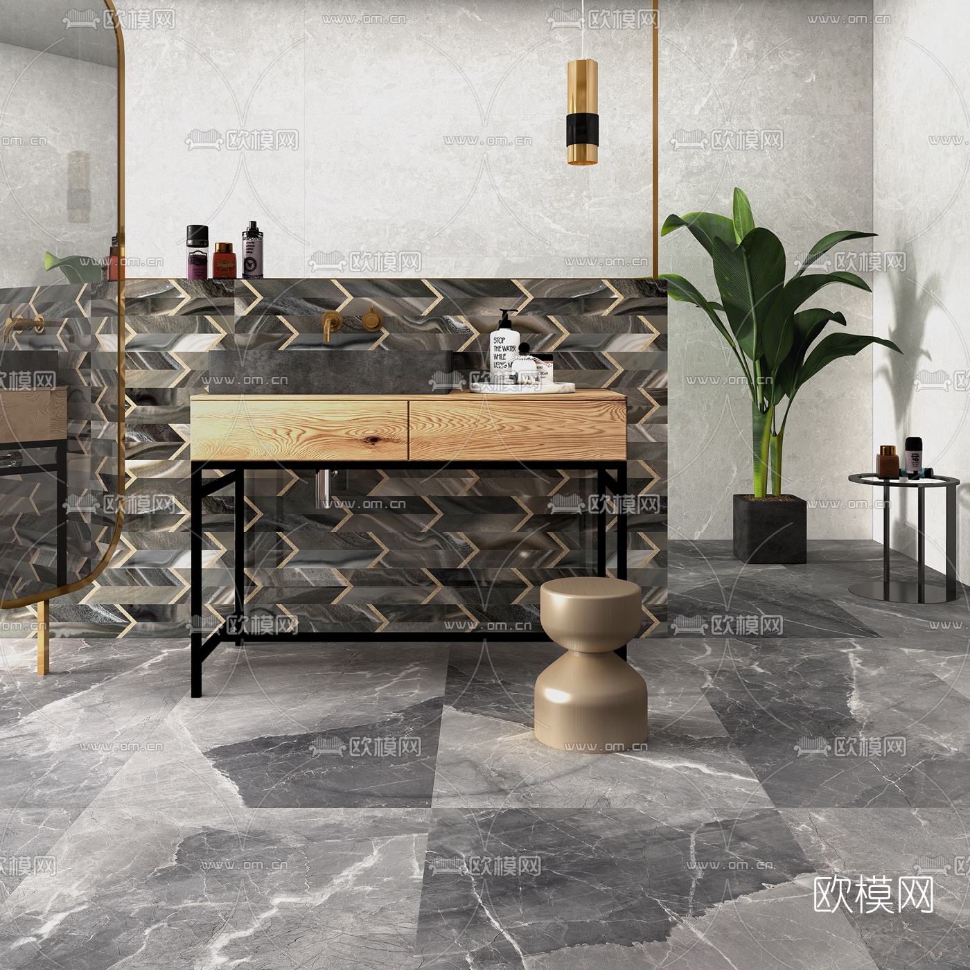 北欧洗手台柜架3d模型