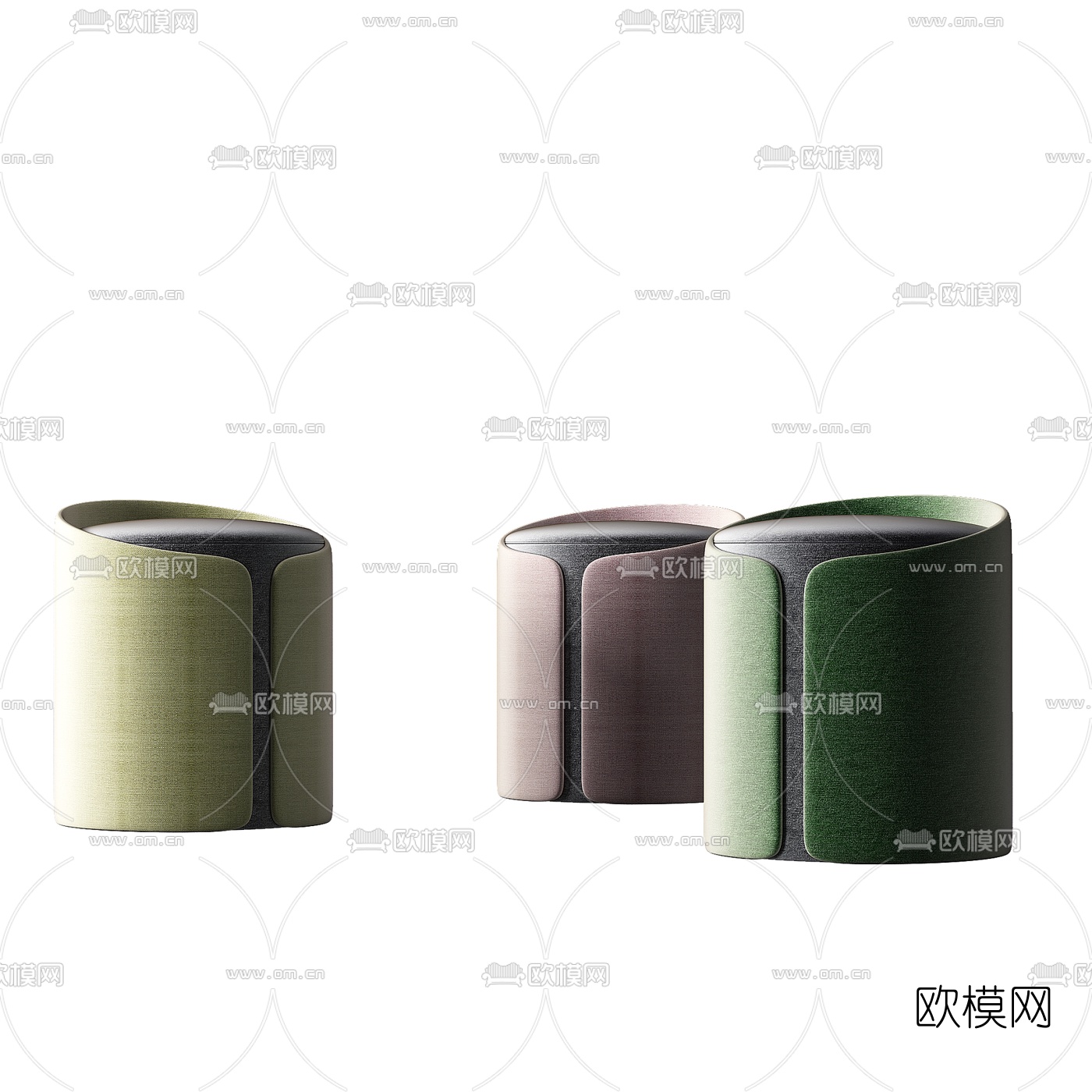 现代布艺圆凳3d模型