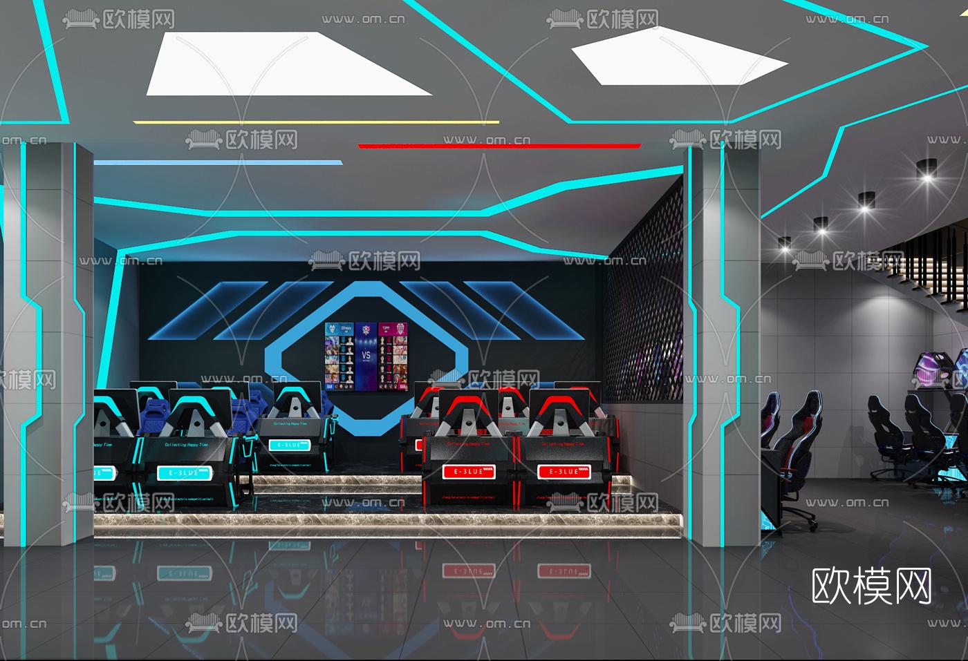 现代网咖免费3d模型下载（渲染图2）