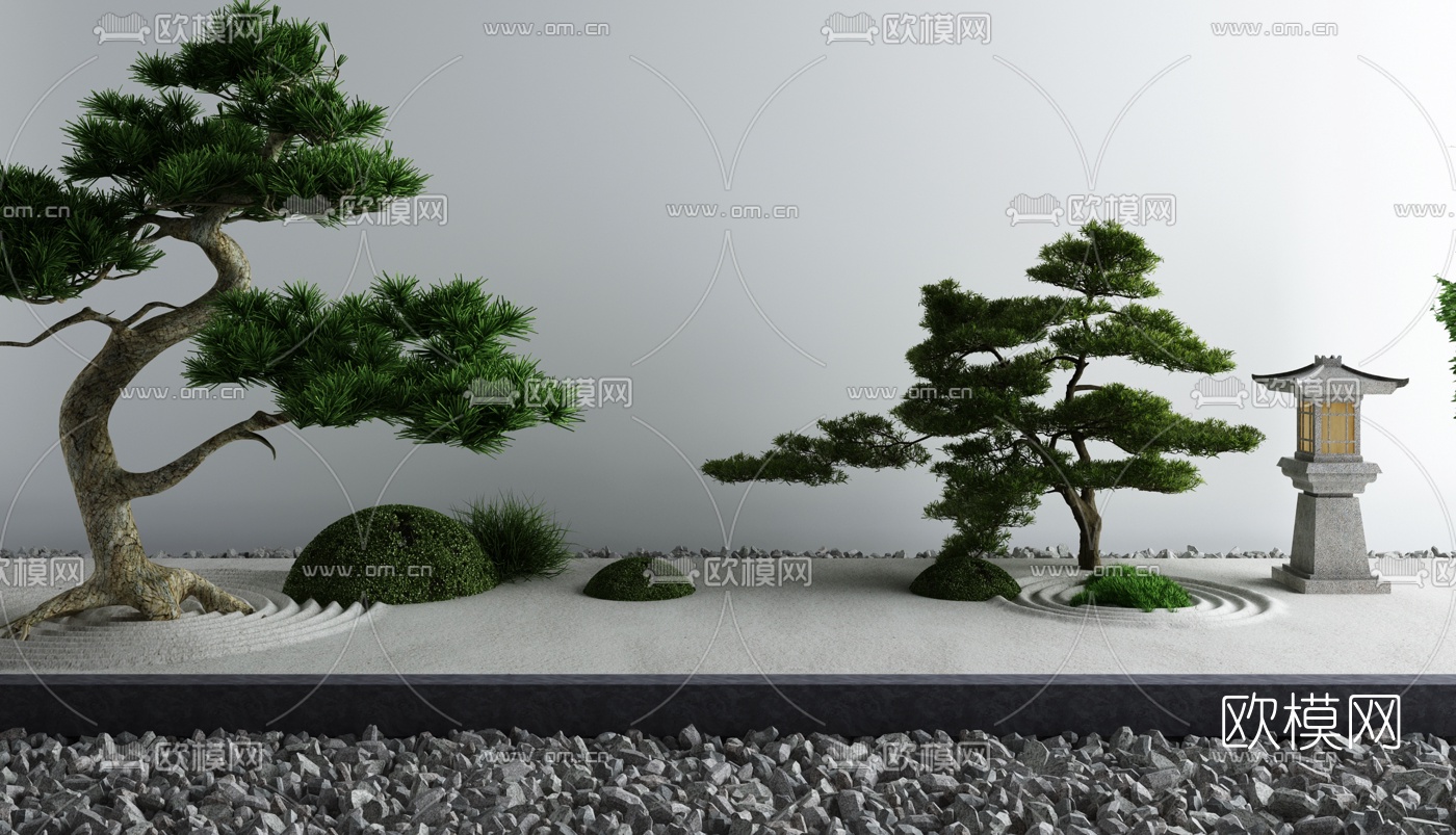 新中式迎客松景观小品3d模型
