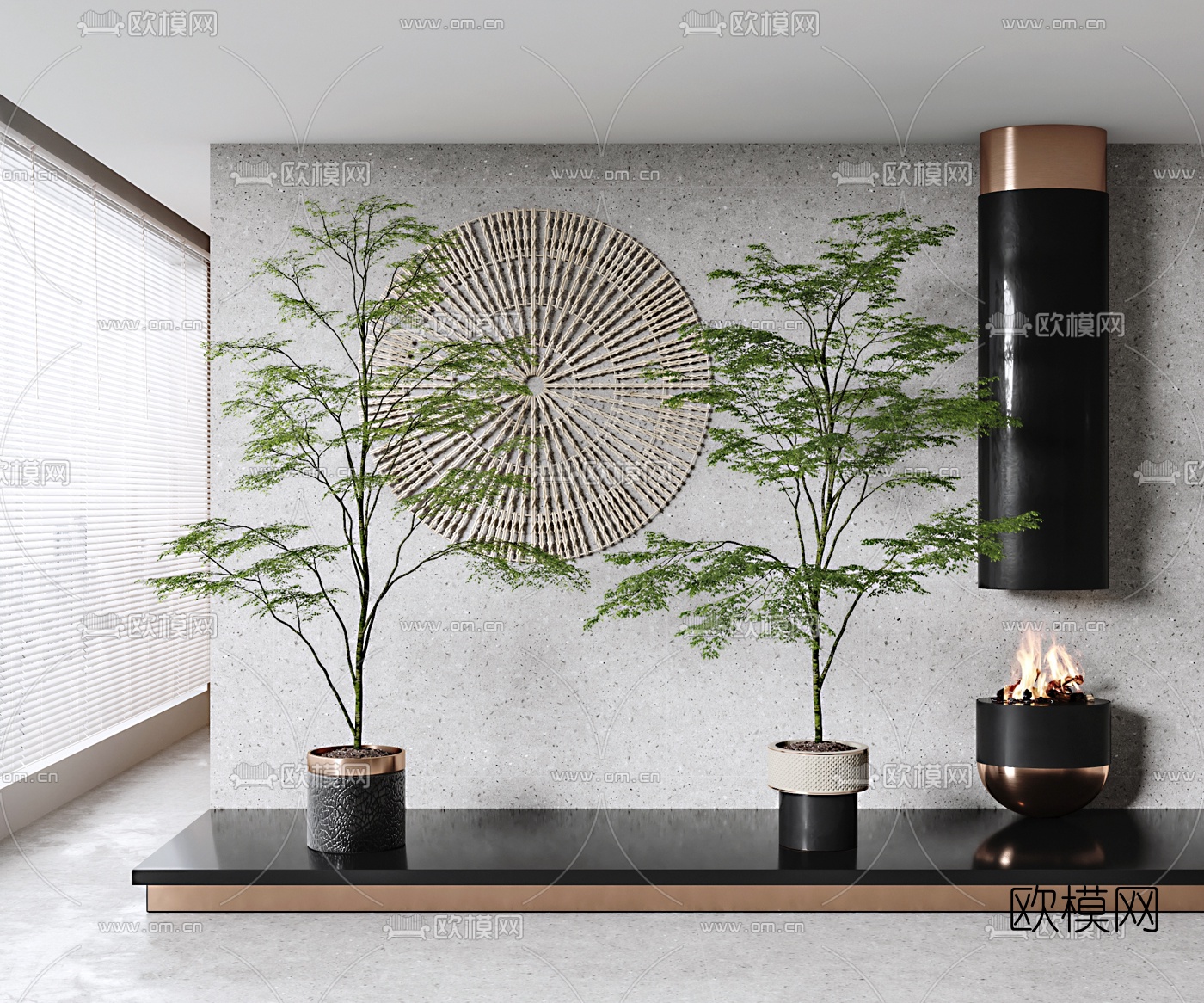 现代绿植盆栽3d模型-免费3dmax模型库-欧模网
