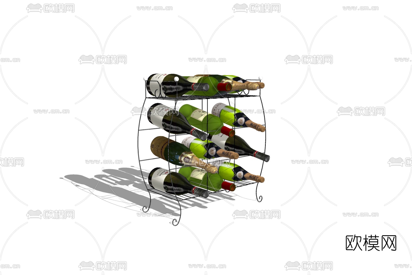欧式铁艺酒架免费su模型下载