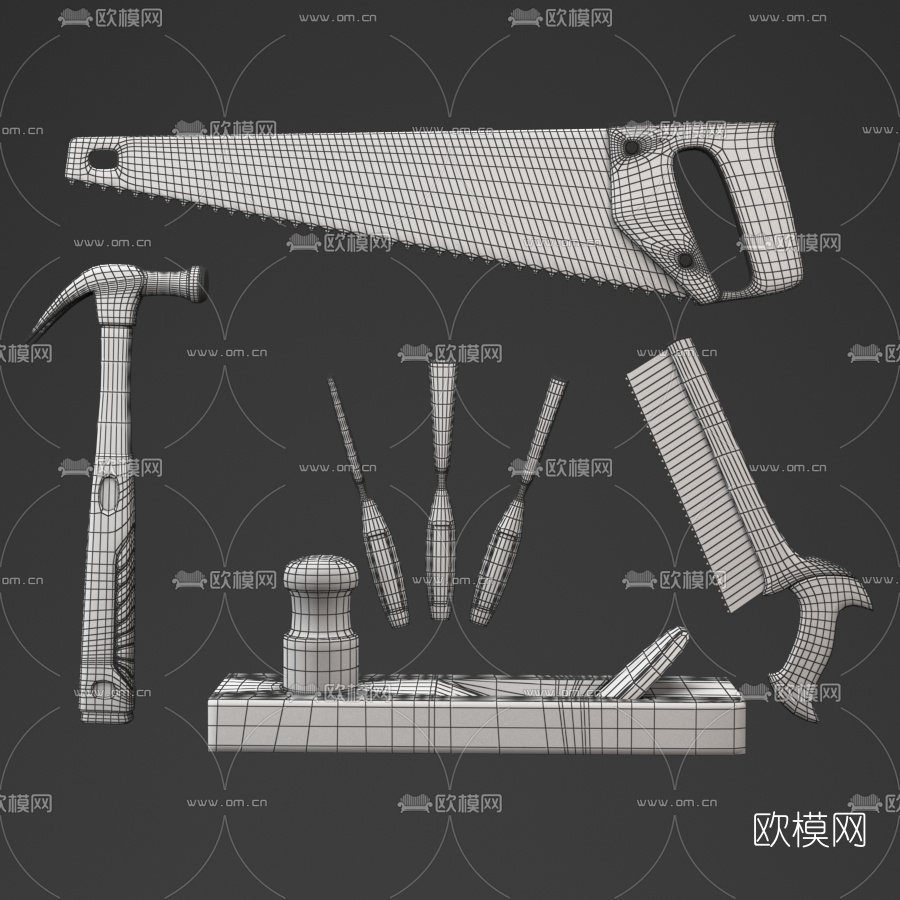 现代锤子锯子工具3d模型下载（渲染图4）