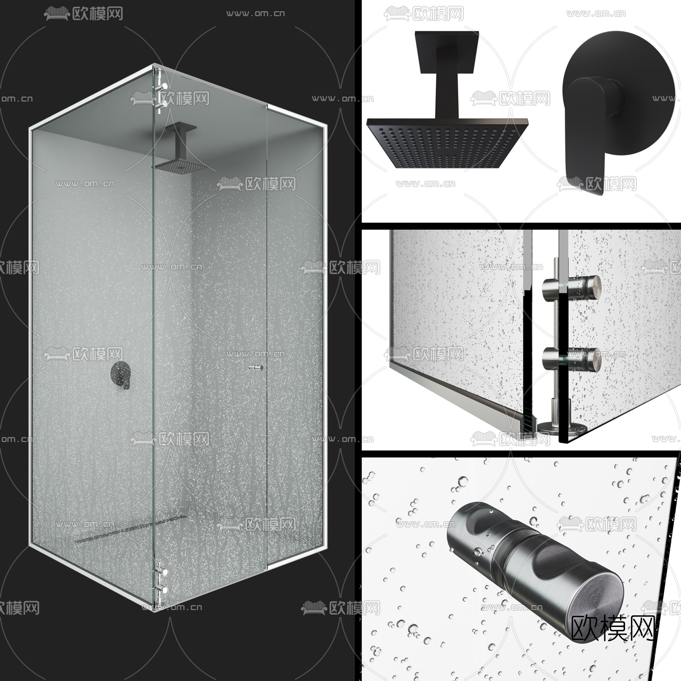 现代玻璃淋浴间3d模型下载