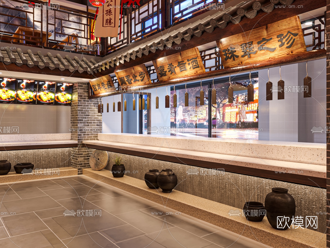 新中式水浒酒馆餐厅3d模型