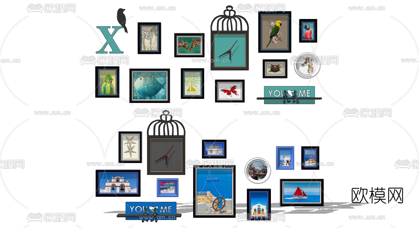 地中海装饰画su模型下载