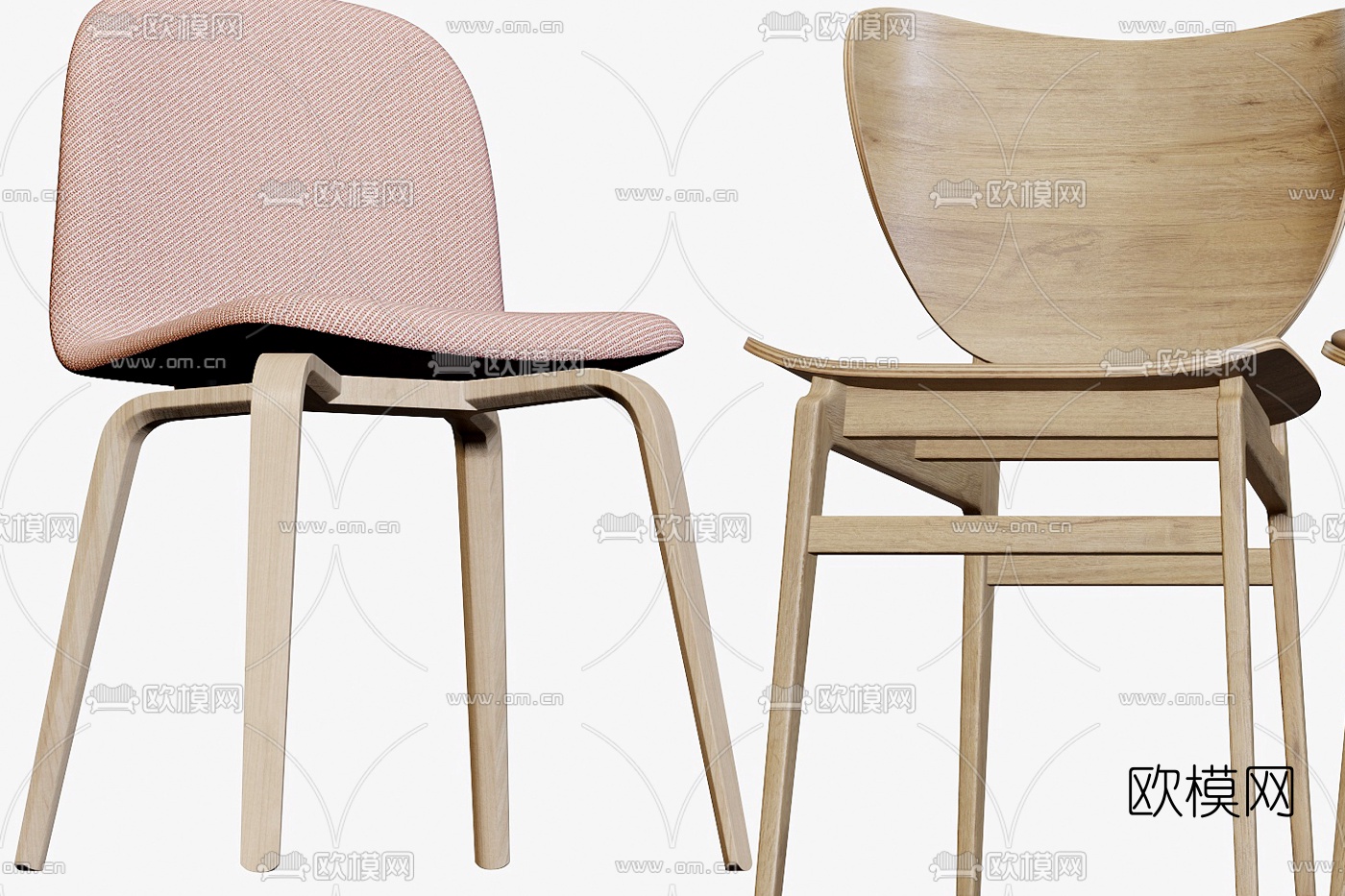 北欧休闲椅餐椅单椅3d模型下载（渲染图2）