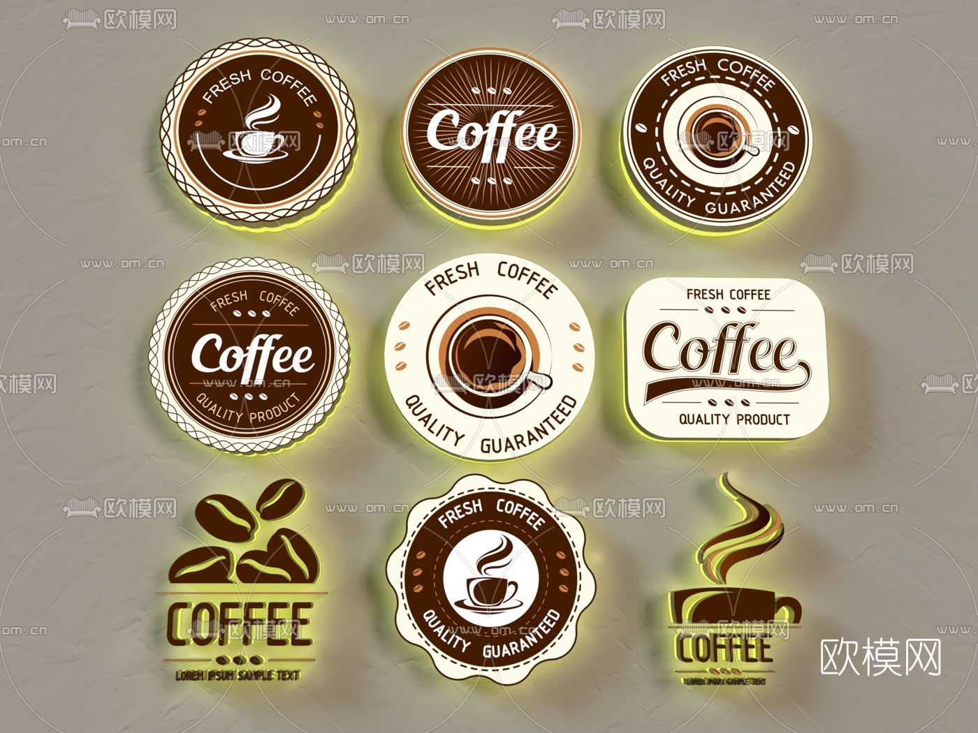 现代咖啡店装饰壁灯3d模型下载