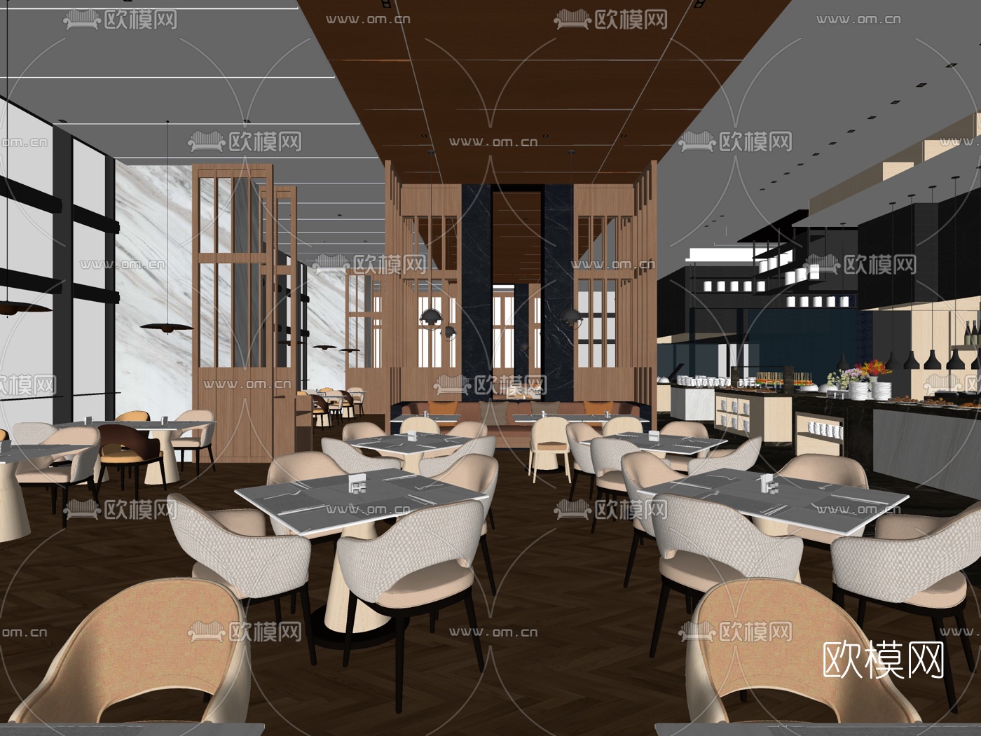 PLD刘波设计 张家港万豪酒店自助餐厅su模型