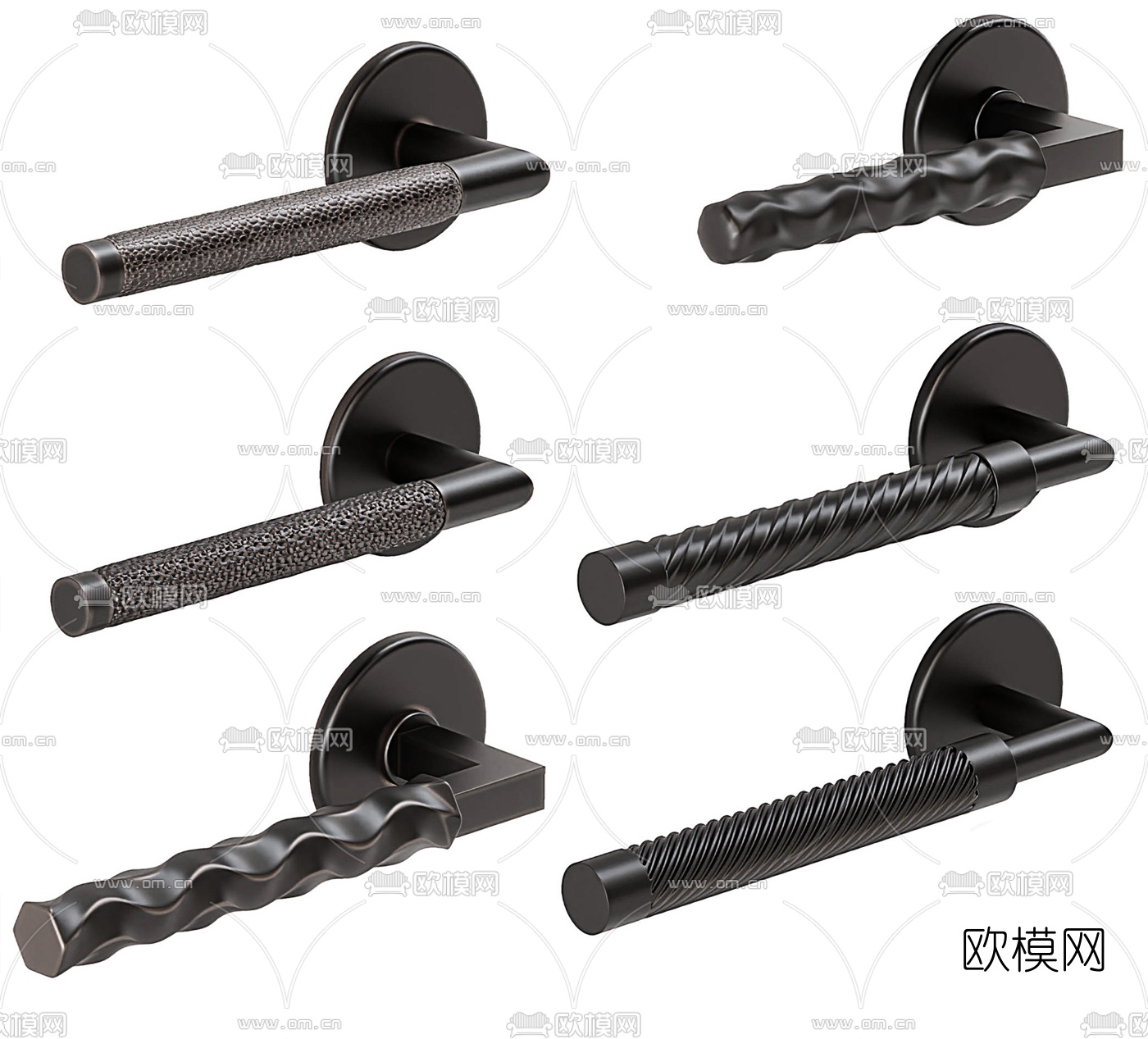 现代金属门把手门拉手3d模型下载（渲染图1）