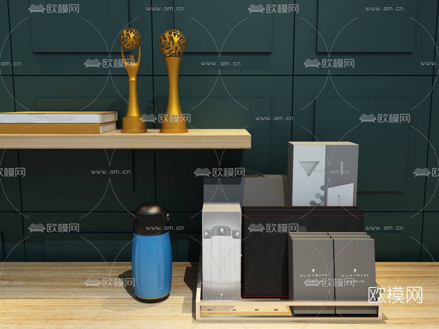 现代奖杯文件收纳架3d模型