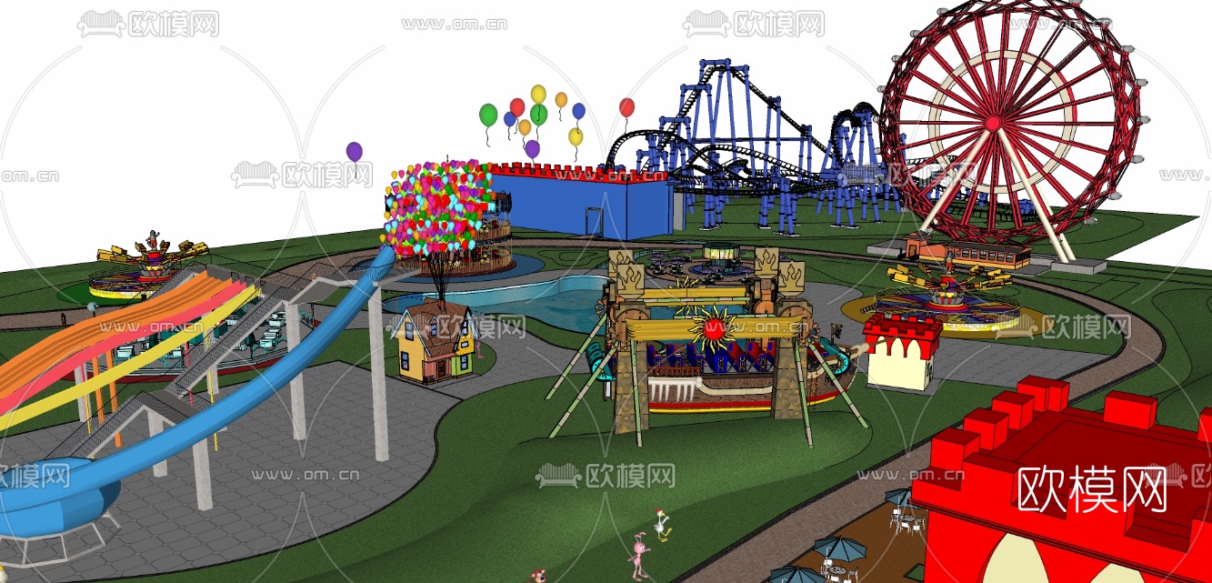 现代儿童游乐园su模型下载（渲染图1）