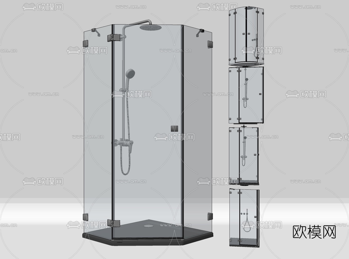 现代玻璃淋浴房su模型下载