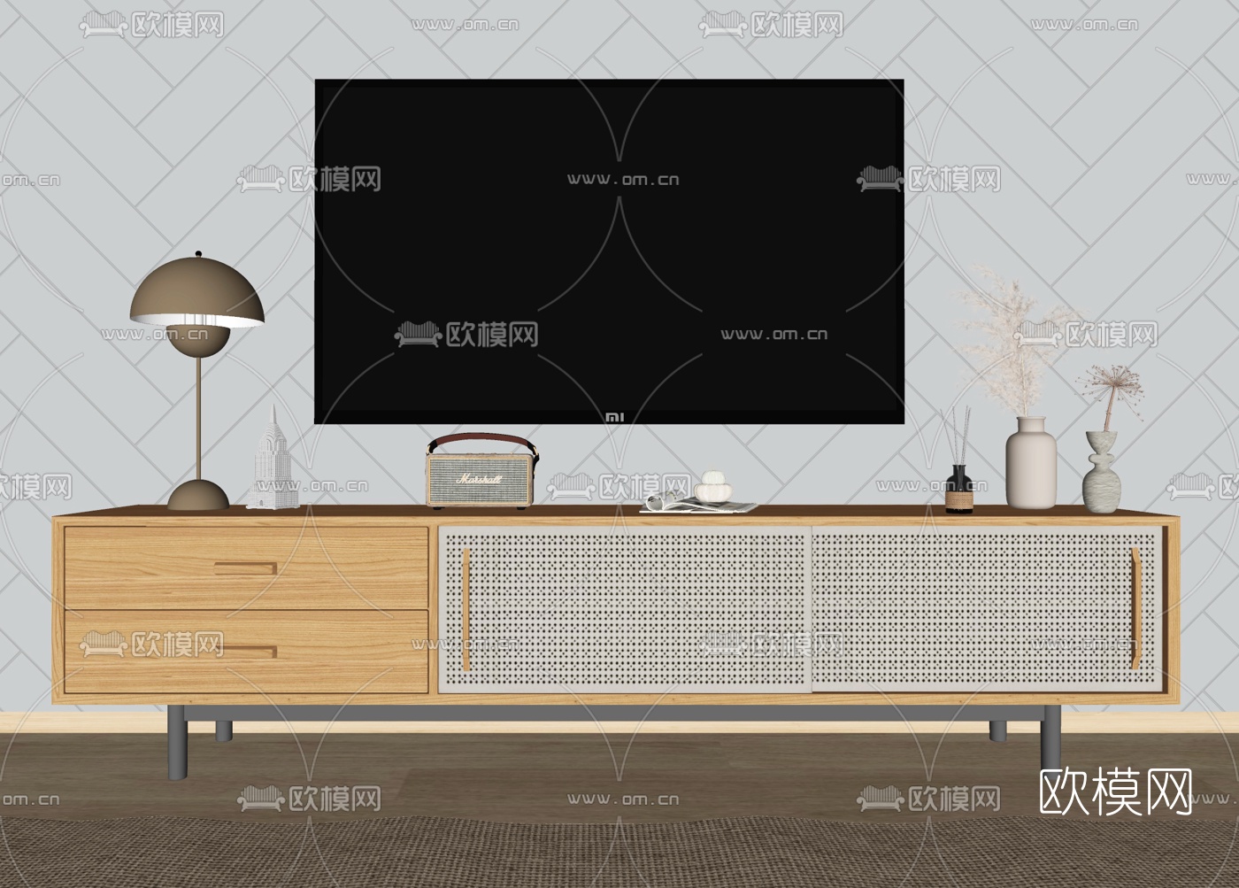 北欧电视柜su模型下载（渲染图2）