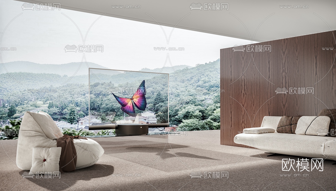 现代透明电视休闲沙发3d模型下载