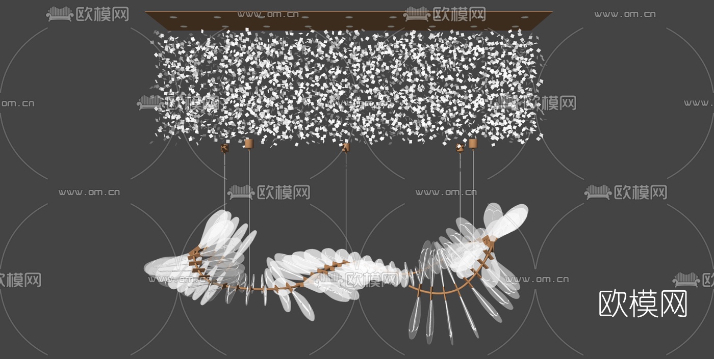 现代大堂水晶装饰吊灯su模型下载