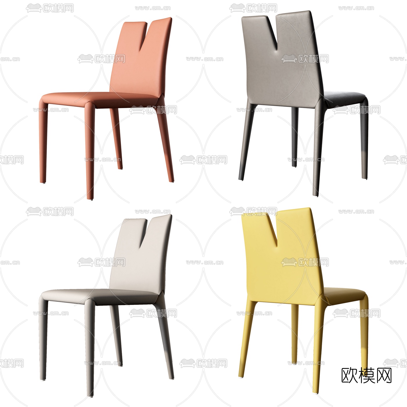 B&B Italia 现代皮革单椅3d模型下载（渲染图1）