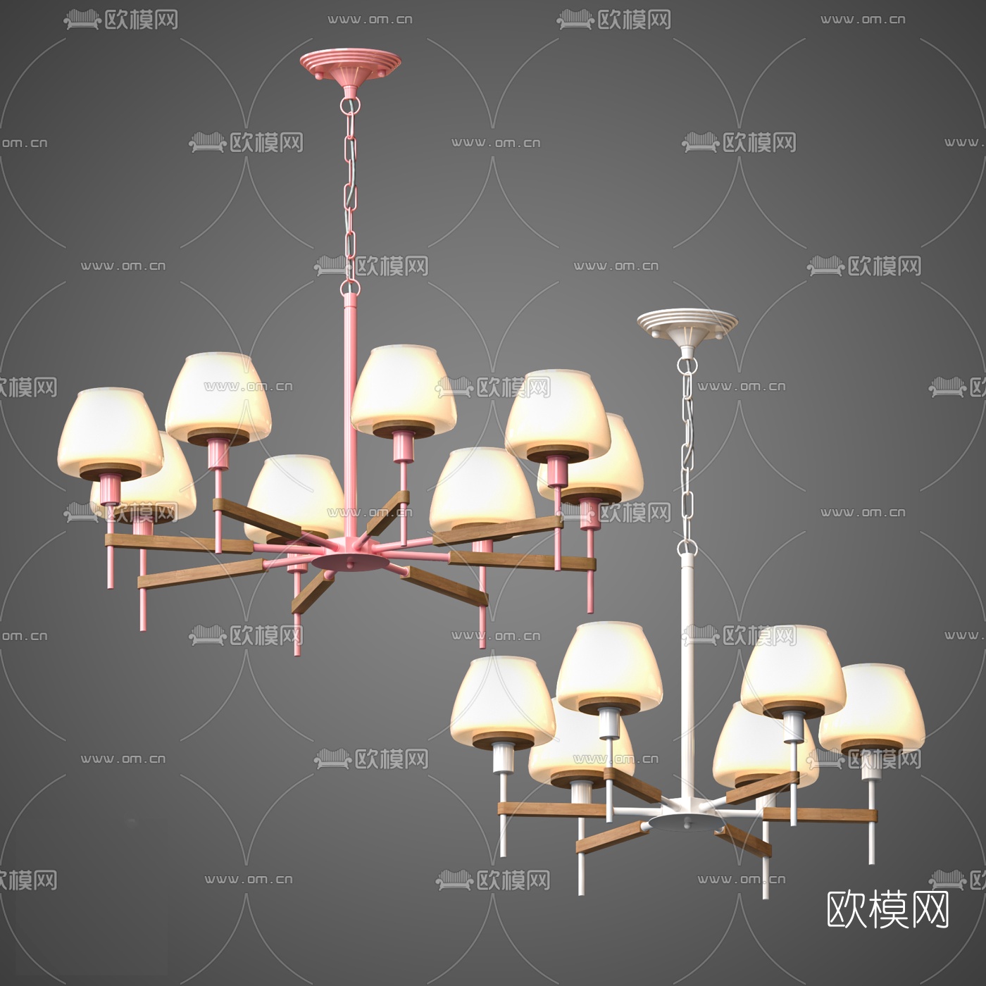 现代金属多头吊灯3d模型