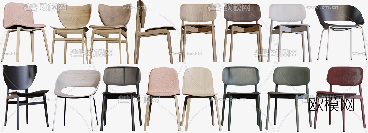 北欧休闲椅餐椅单椅3d模型下载（渲染图1）