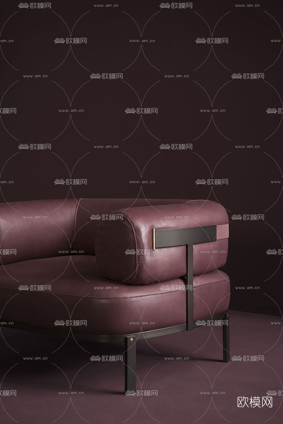 现代皮革单人沙发3d模型下载（渲染图2）