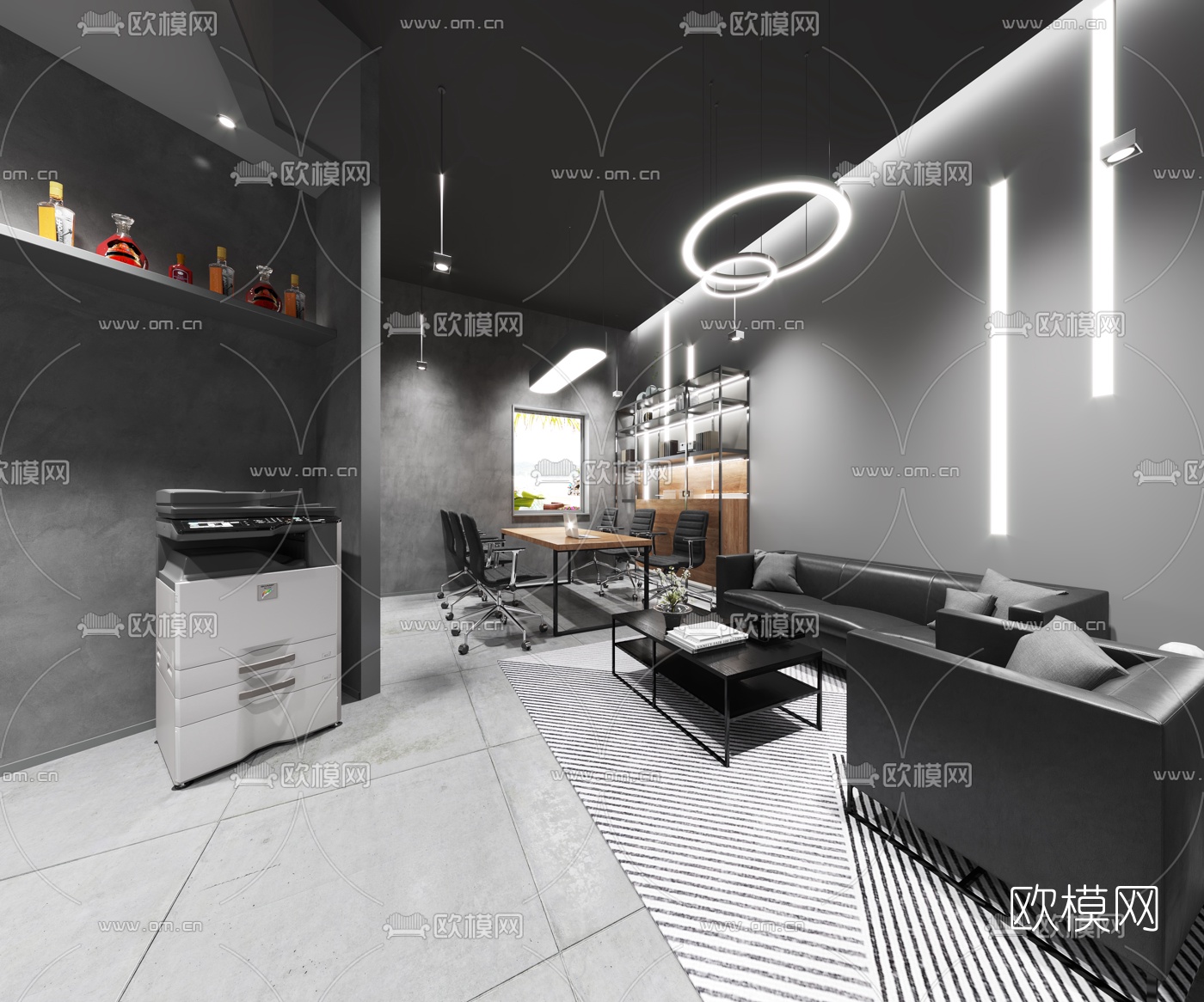现代办公室办公区3d模型