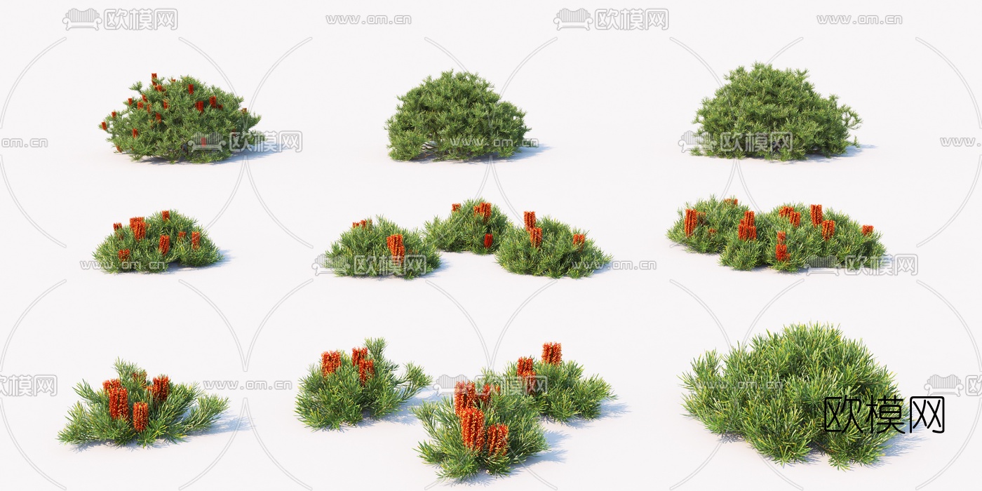 现代绿植灌木丛3d模型下载
