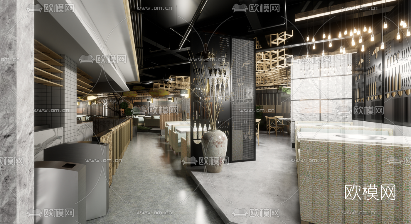 现代火锅餐厅su模型