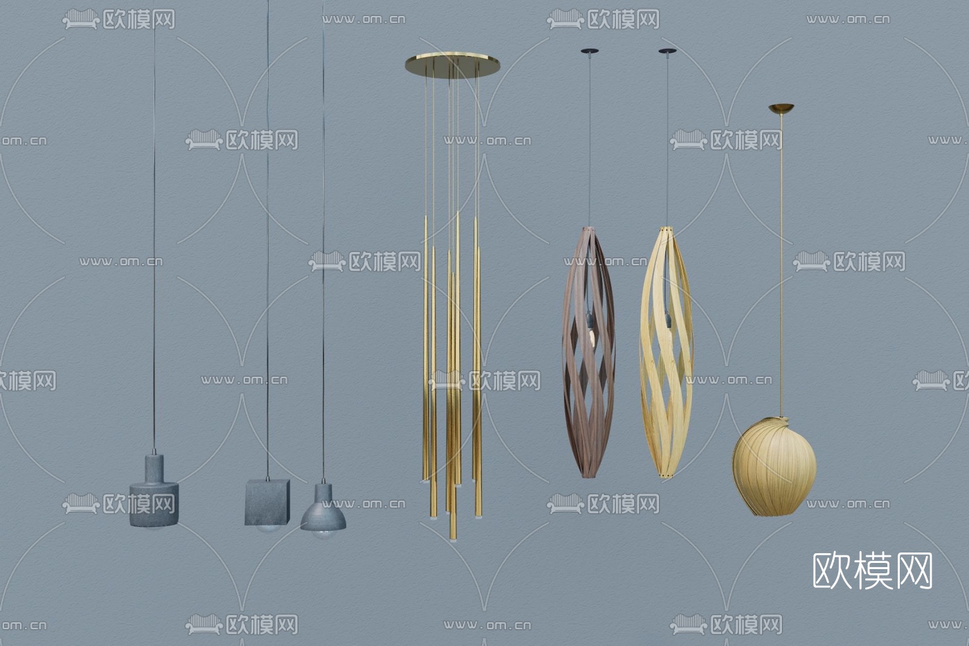 现代金属吊灯su模型
