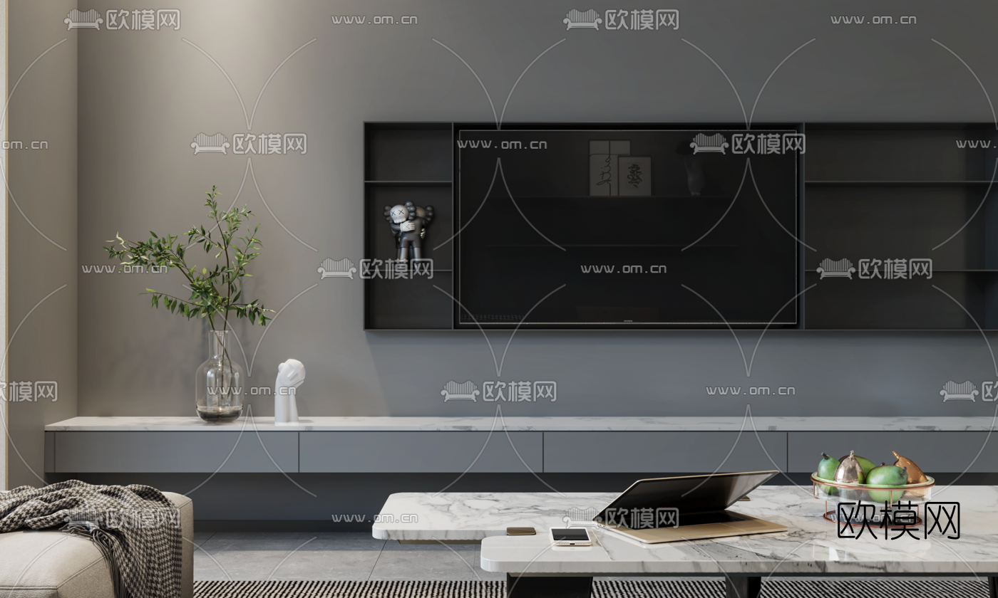 现代公寓客厅3d模型下载（渲染图3）