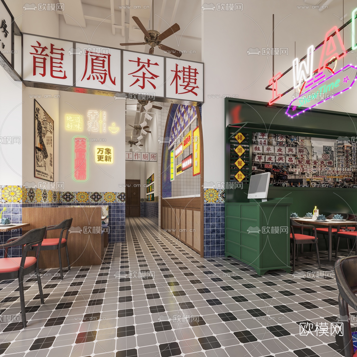 现代港式茶餐厅3d模型