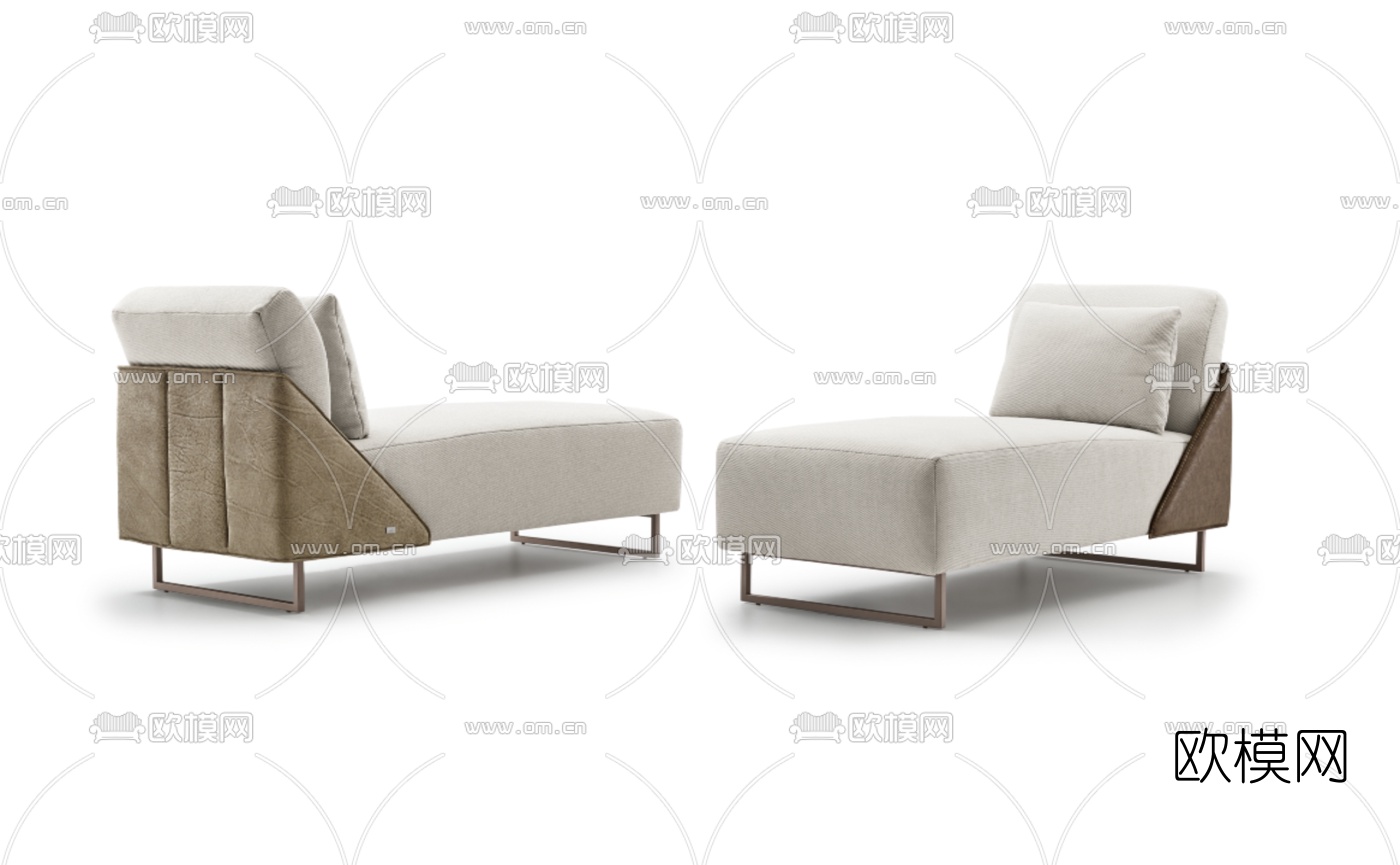 现代布艺脚踏su模型下载（渲染图1）