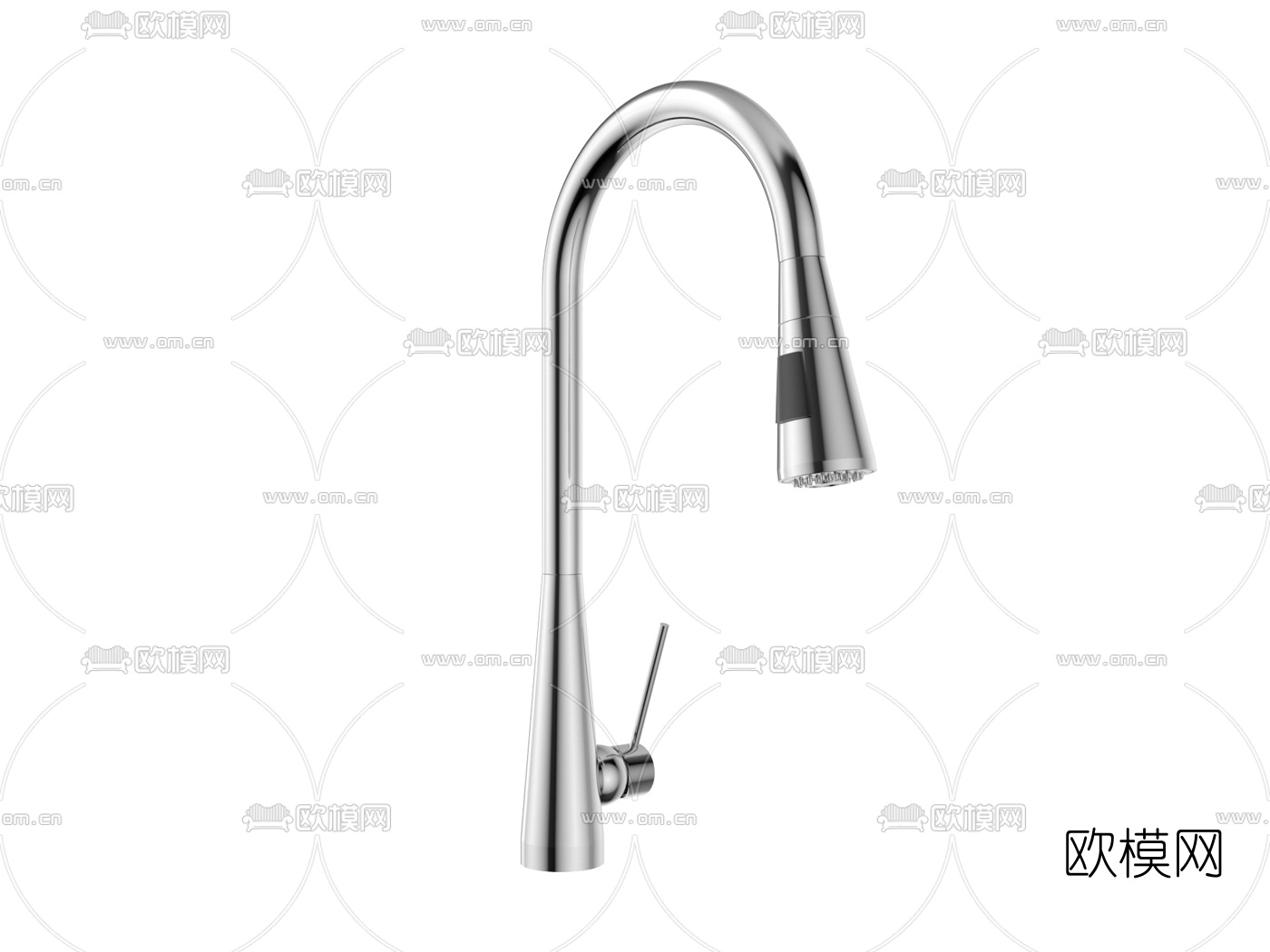 现代不锈钢水龙头3d模型下载（渲染图1）