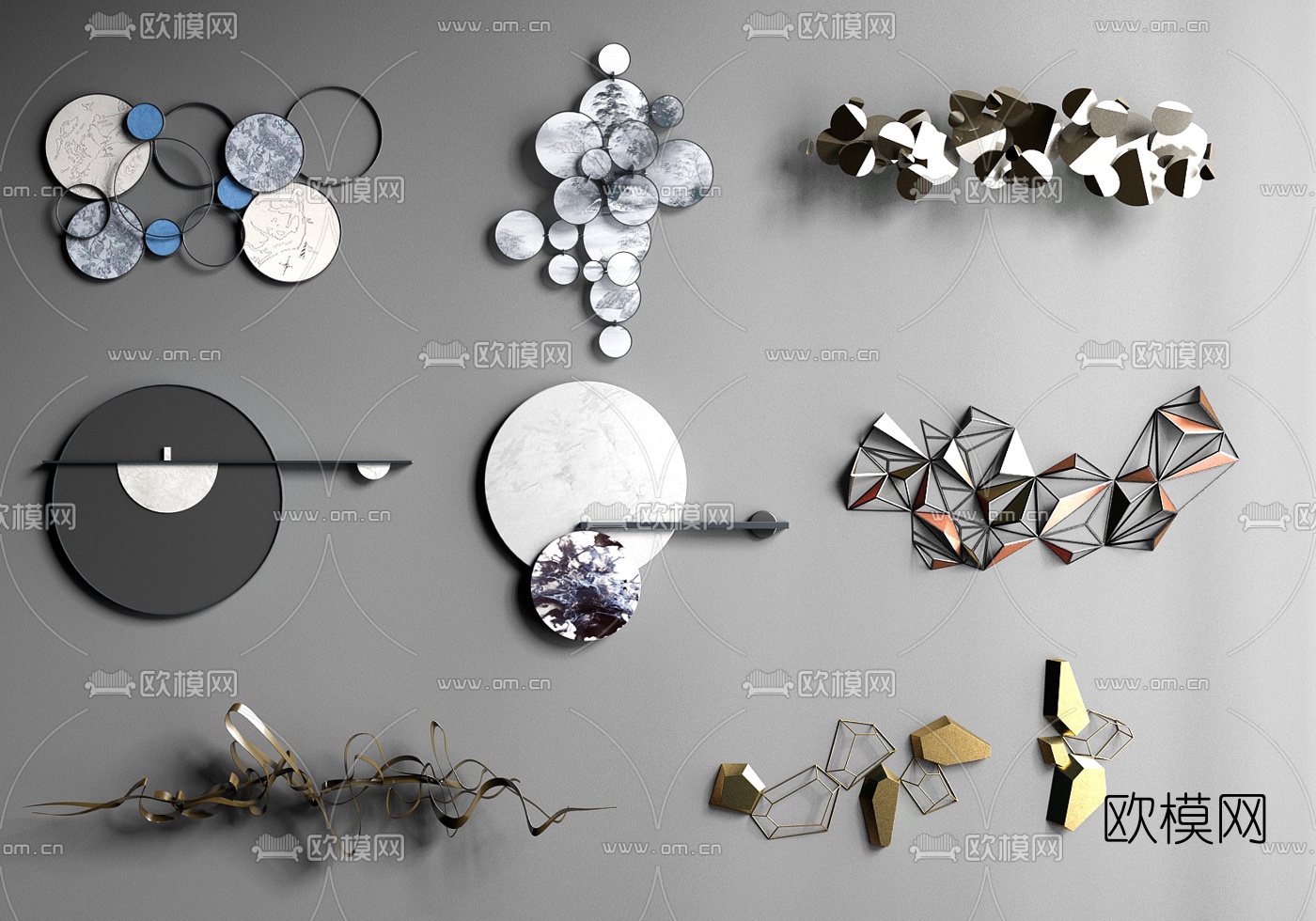 现代立体墙饰挂件3d模型下载