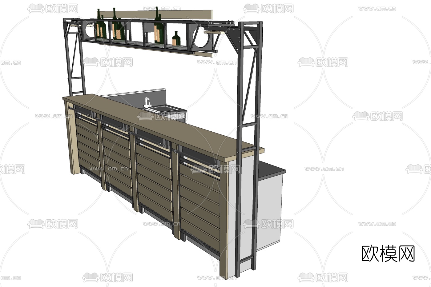 工业风吧台免费su模型下载
