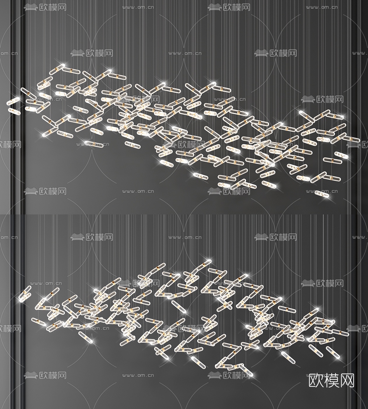现代椭圆水晶装饰吊灯3d模型