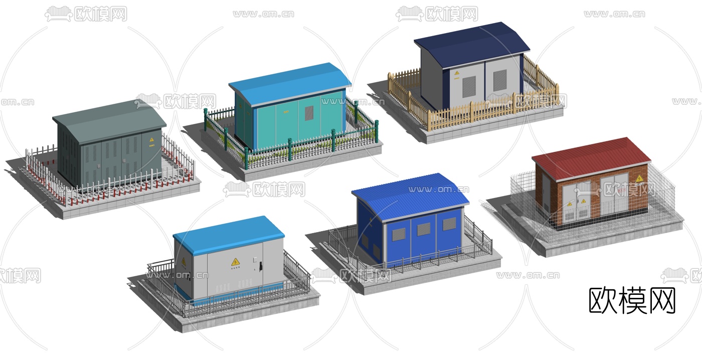现代室外配电房变电站su模型下载（渲染图2）