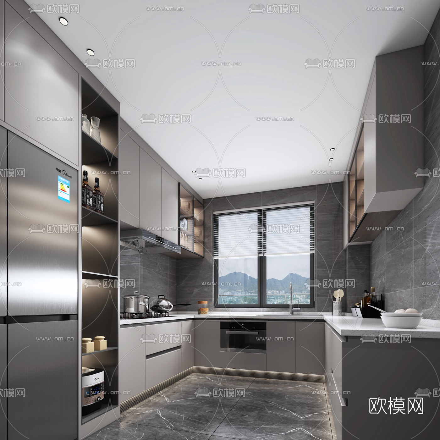 现代整装厨房3d模型