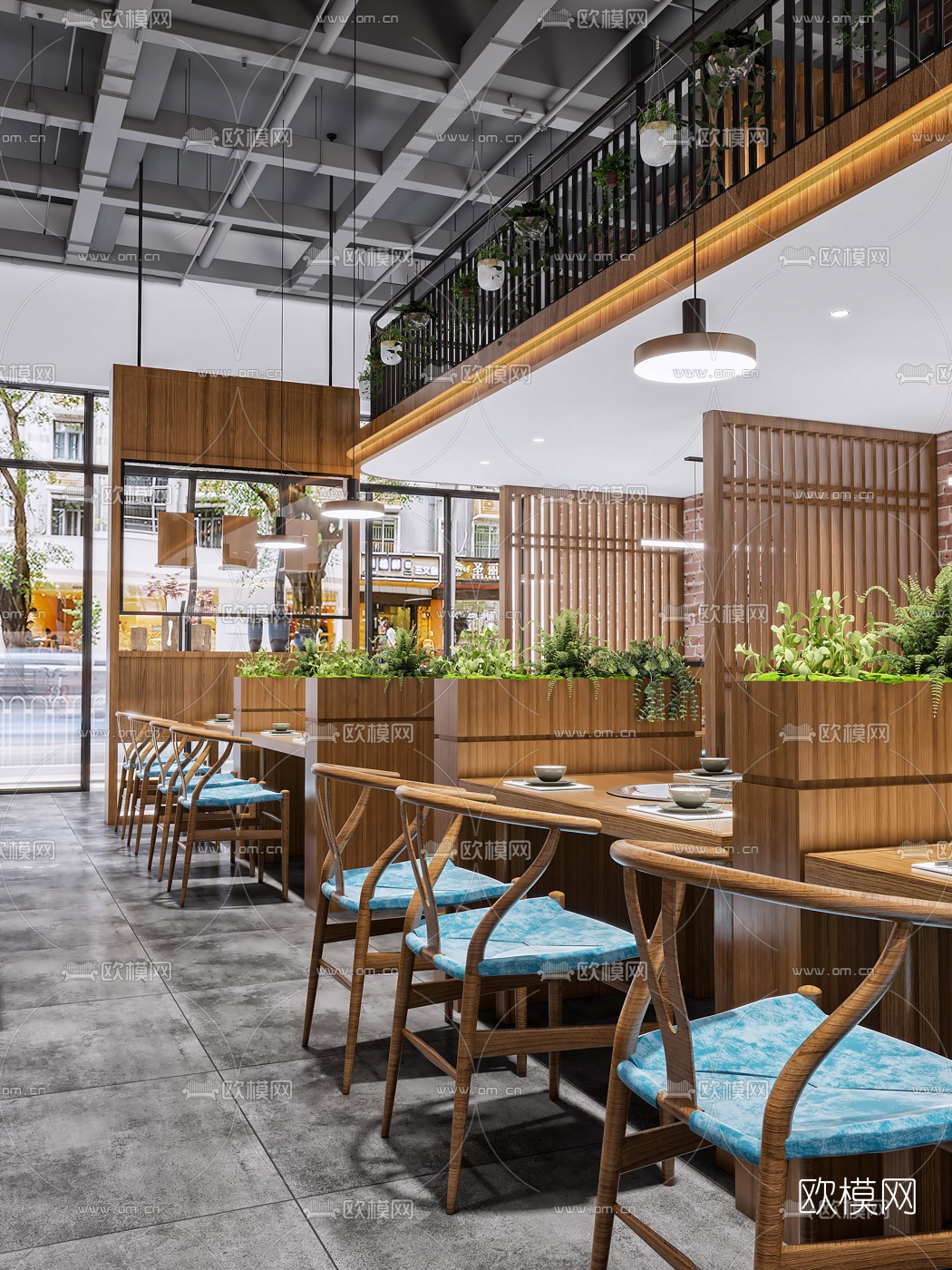 新中式复式火锅店3d模型