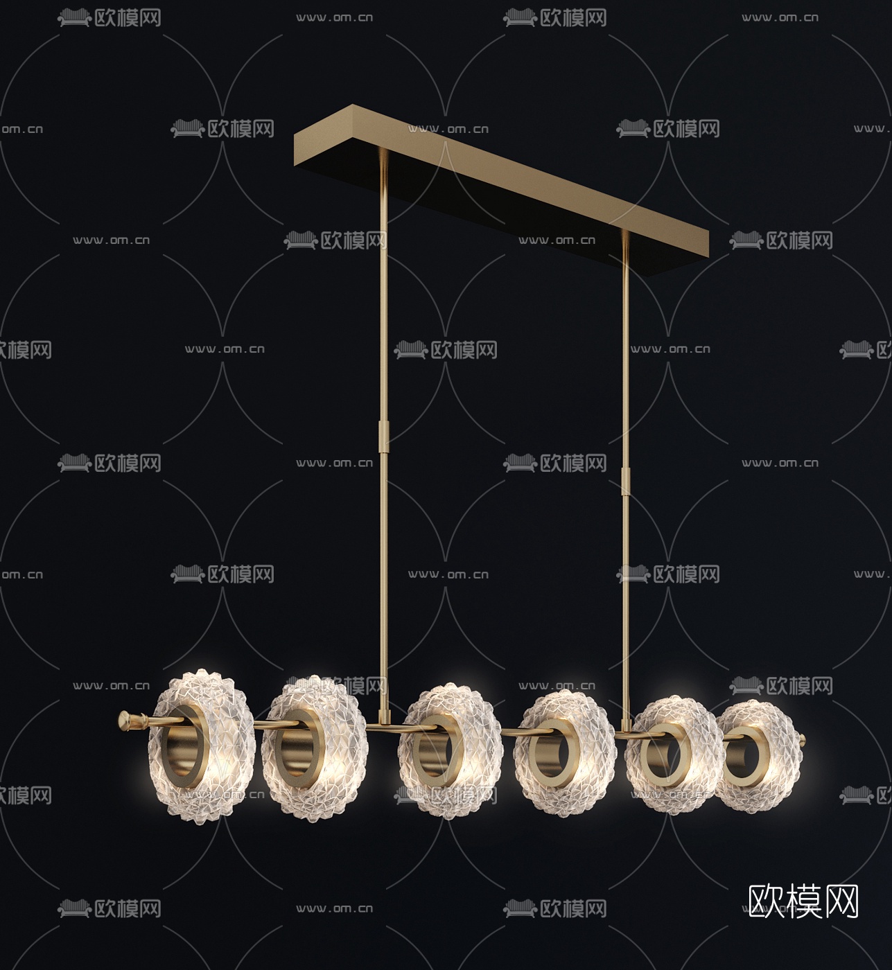 现代创意金属水晶吊灯3d模型下载（渲染图4）