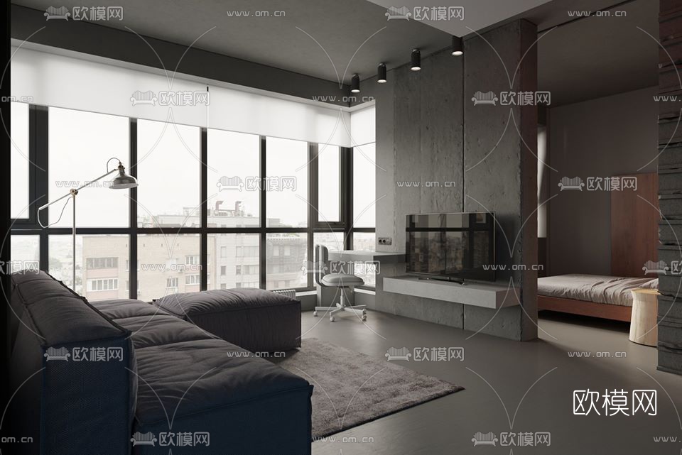 工业风客餐厅3d模型