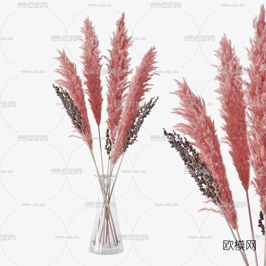 现代粉色水生花卉3d模型下载（渲染图1）