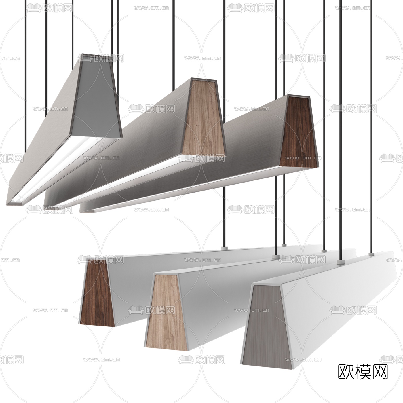 现代条形办公吊灯3d模型
