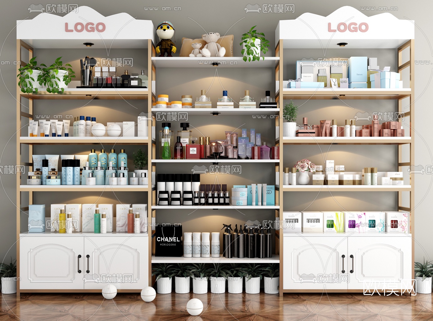 现代化妆品货柜货架3d模型下载（渲染图1）