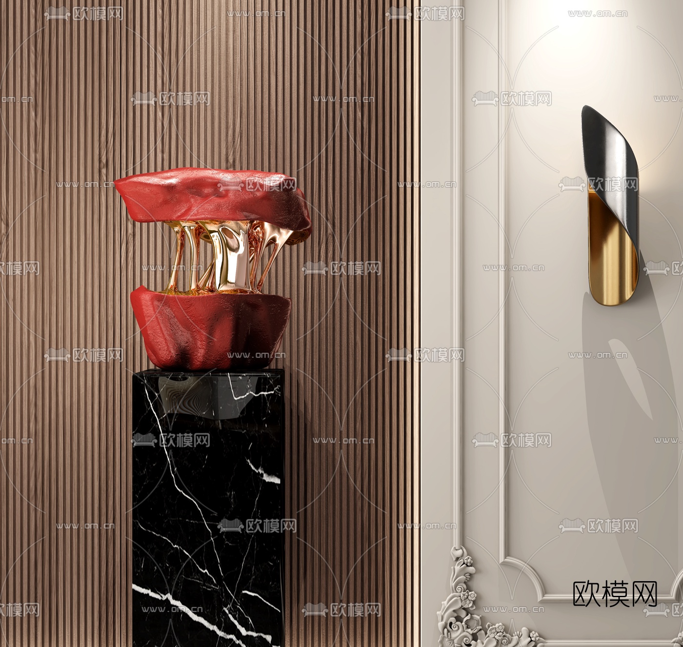 现代抽象雕塑摆件3d模型下载