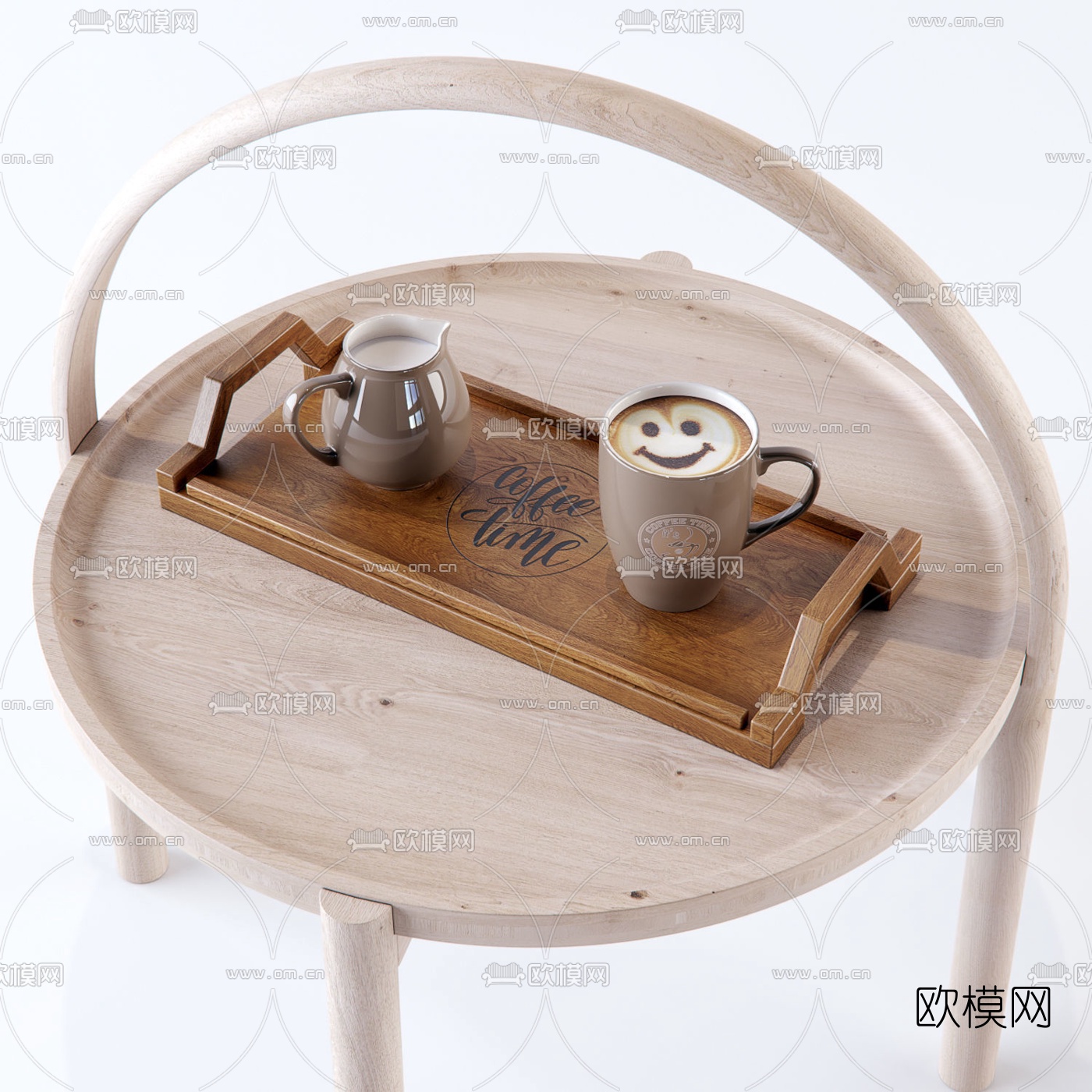 北欧皮革休闲椅边几3d模型