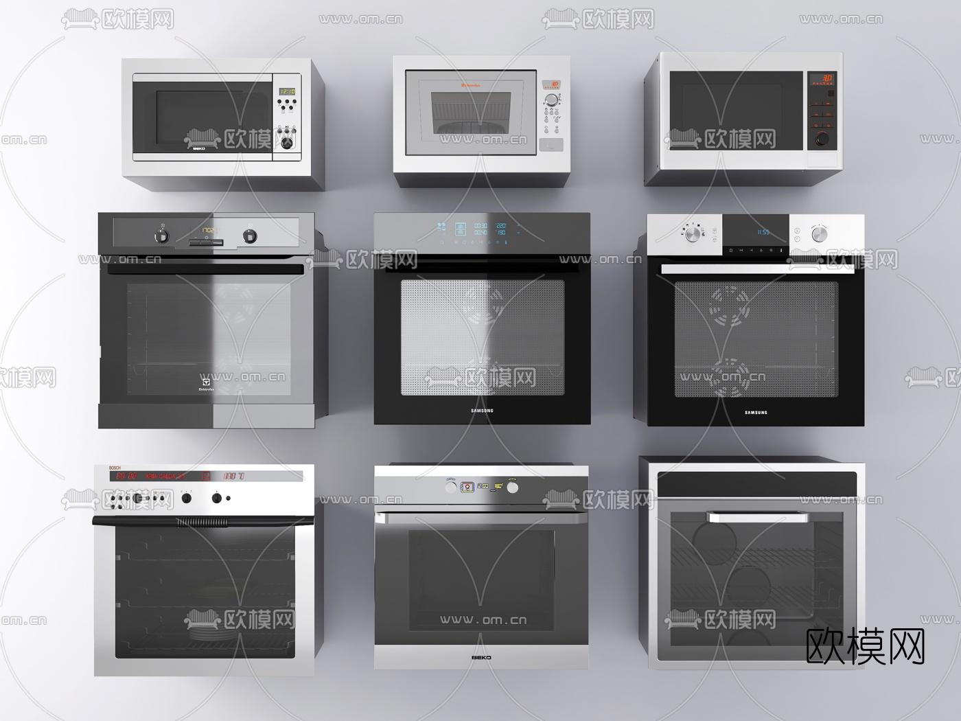 现代烤箱微波炉3d模型下载