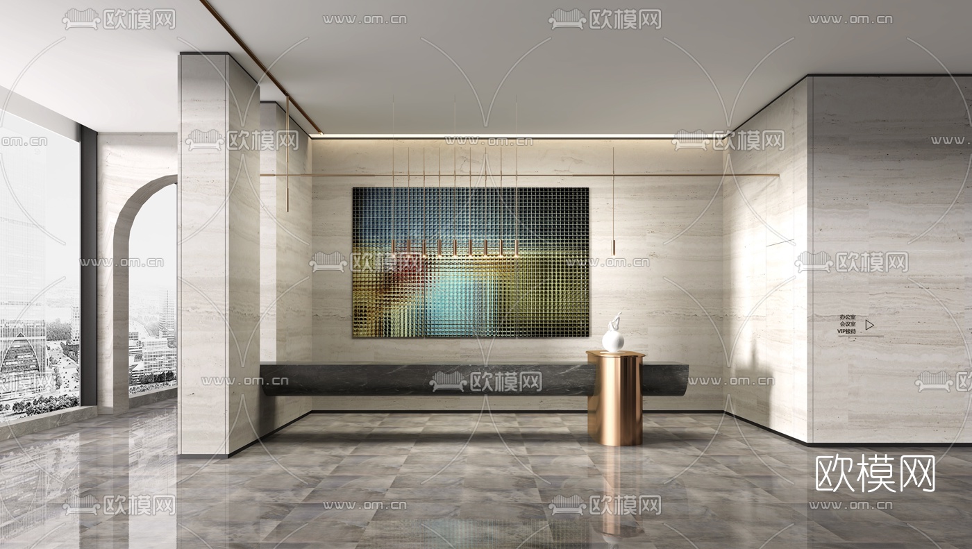 现代大堂前台3d模型
