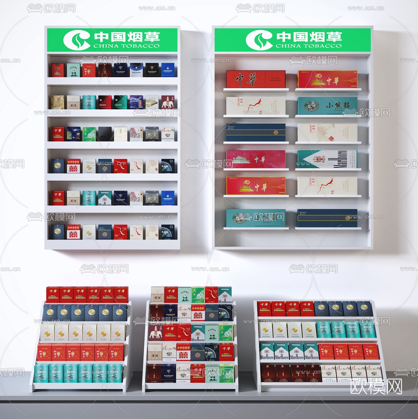 现代香烟货柜货架3d模型下载
