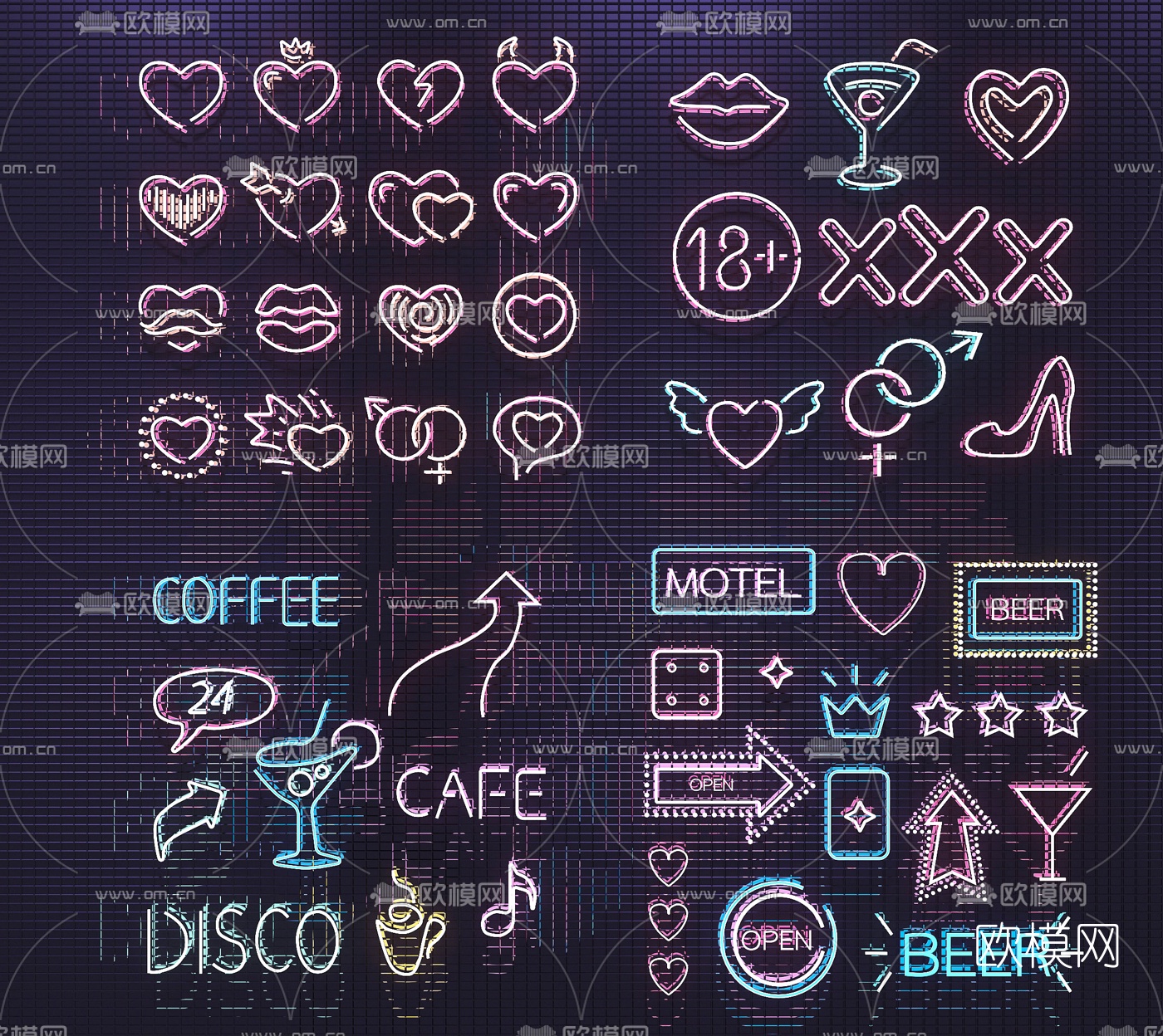 现代霓虹装饰灯3d模型下载